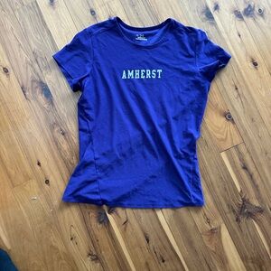 Amherst College Women's Crewneck TShirt by Under Armour made of wicking material